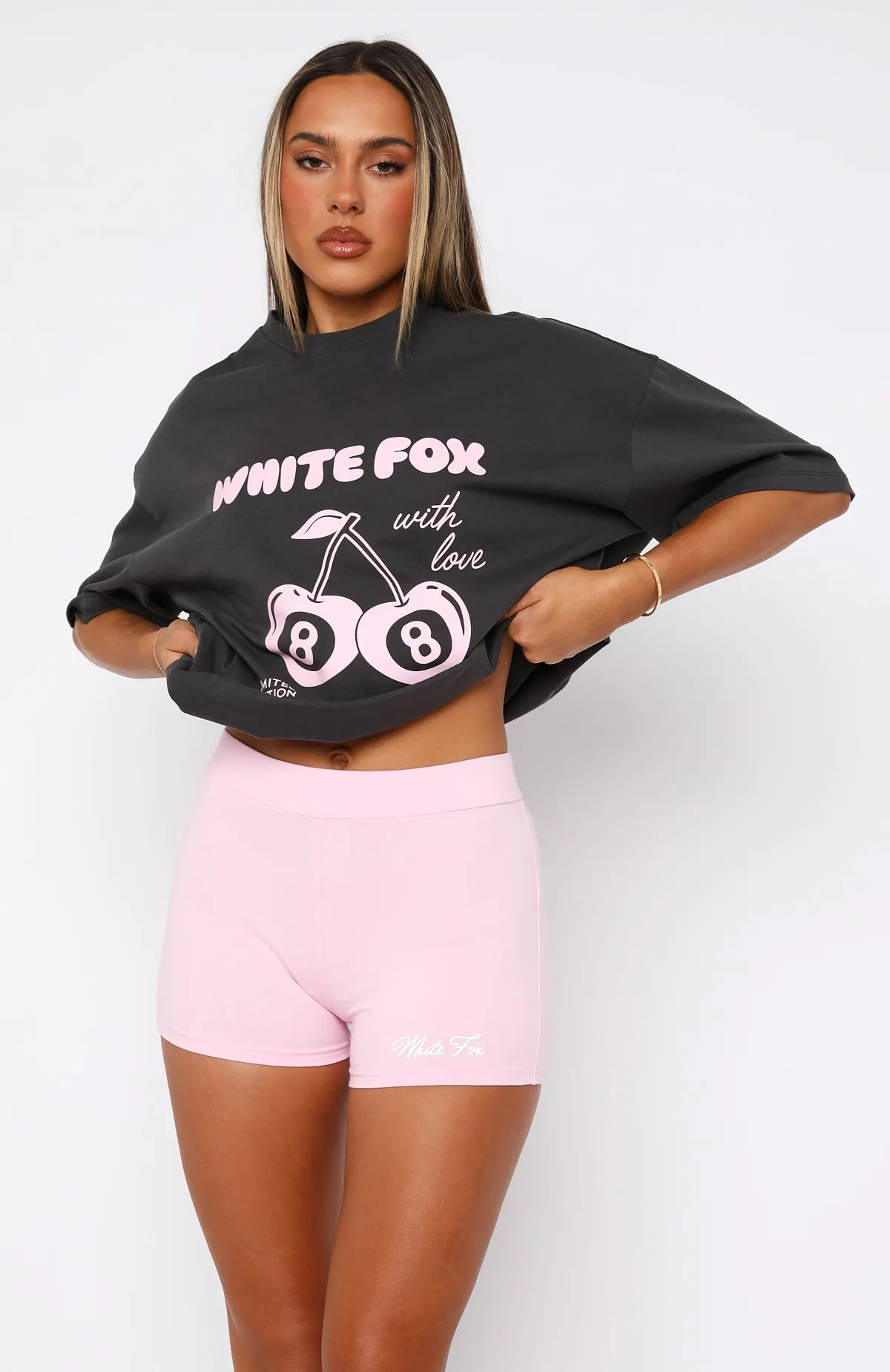 With Love Bike Shorts Baby Pink Perfect for Hip-Hop Dancing