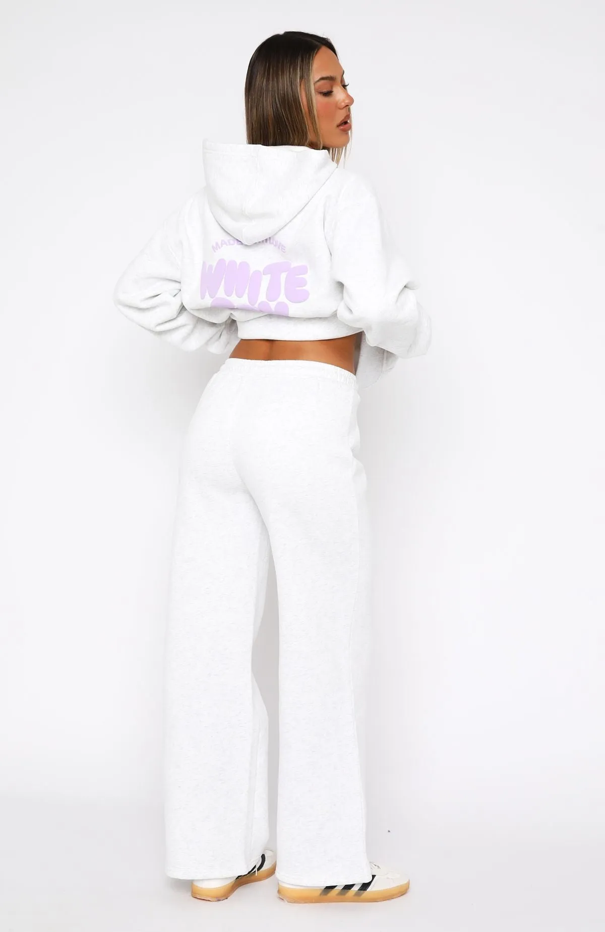 With Love For You Wide Leg Sweatpants Grey Marle clean design