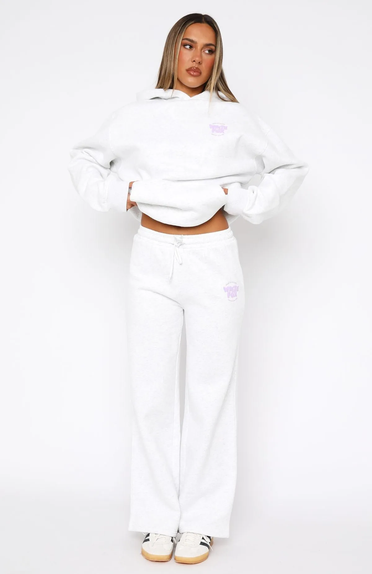 With Love For You Wide Leg Sweatpants Grey Marle clean design