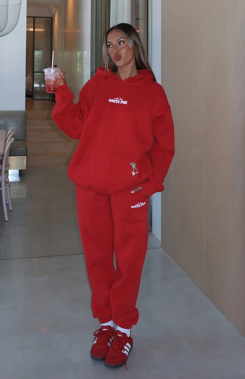 With Love In The Moment Sweatpants Red slim fit
