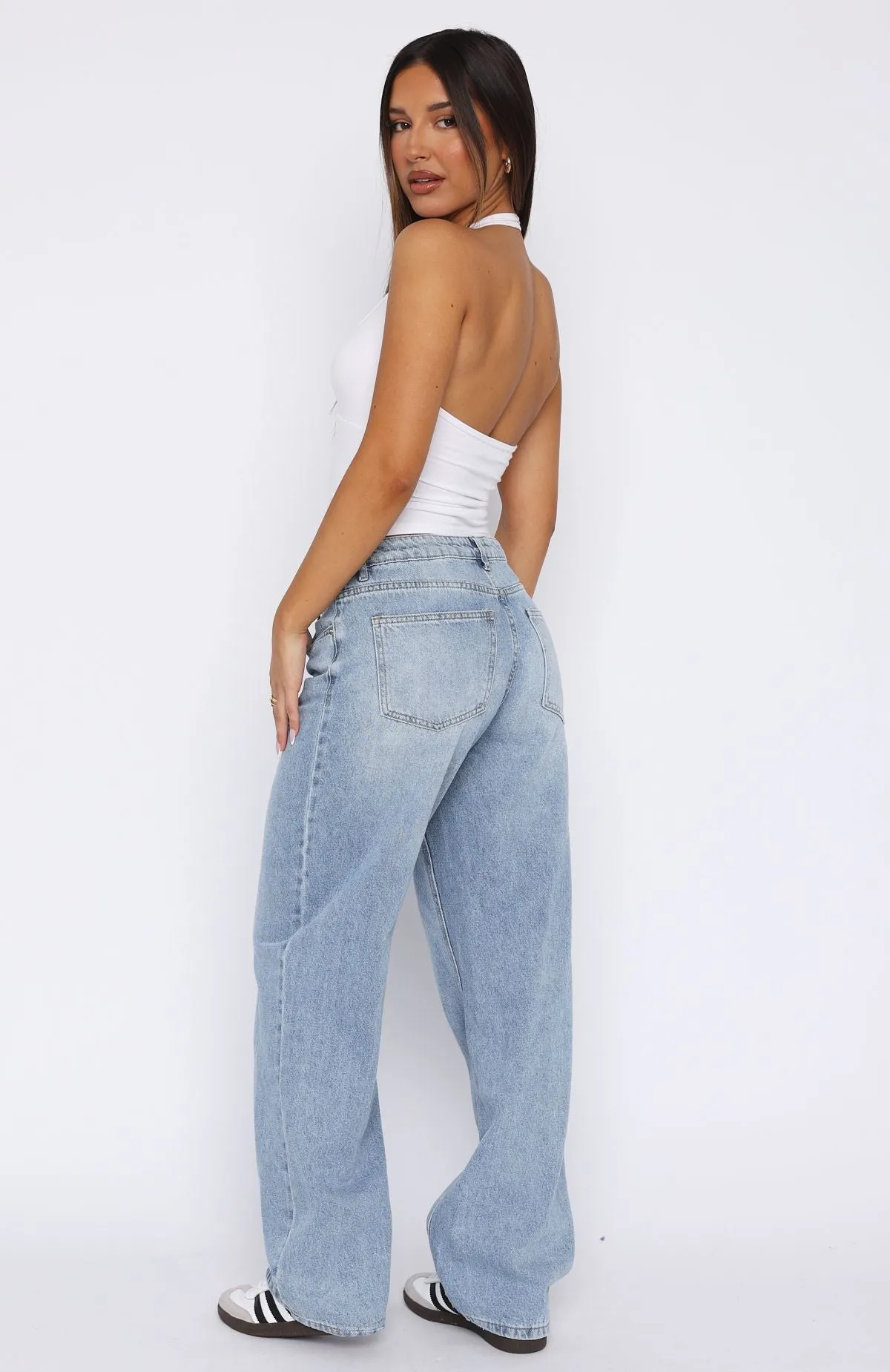 With You Low Rise Wide Leg Jeans Vintage Mid Blue Wide-Leg Slimming