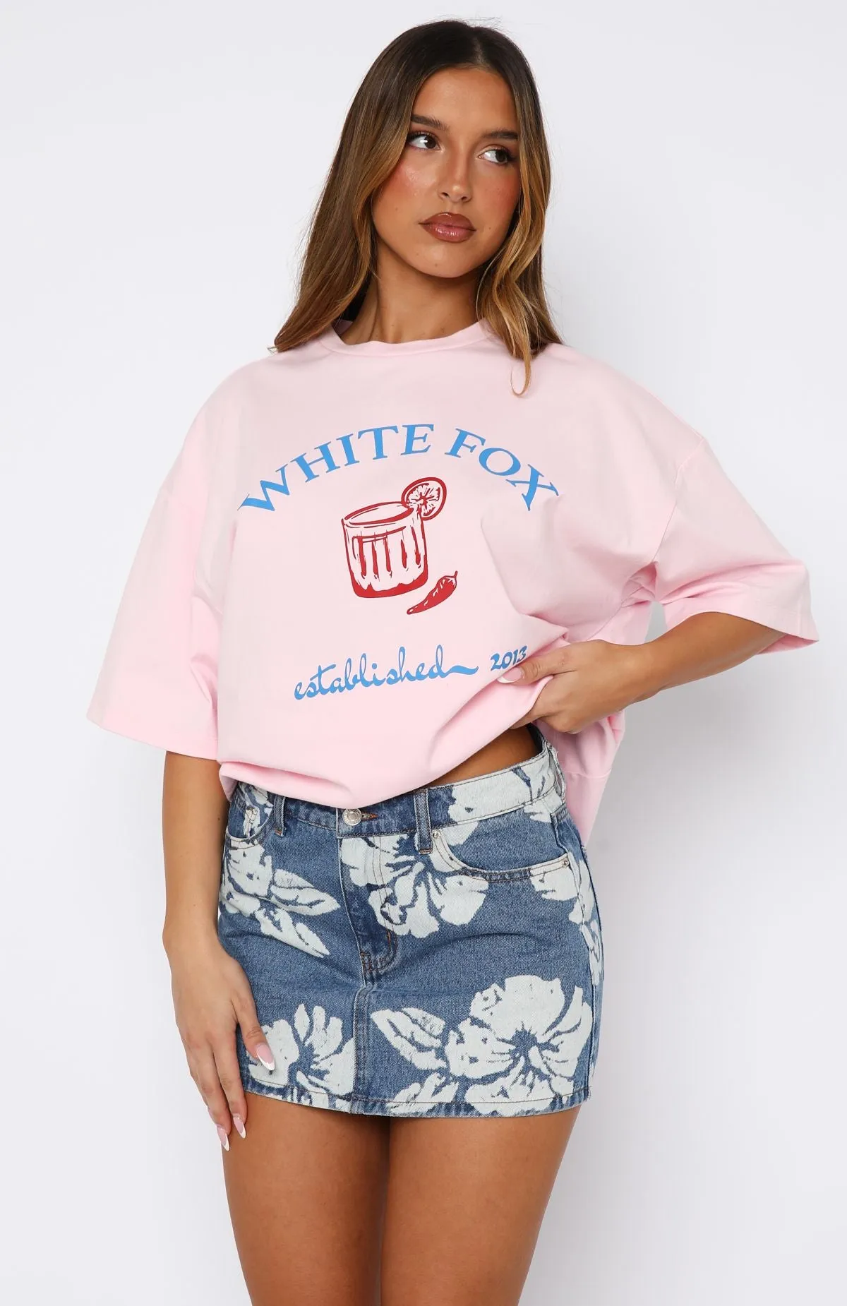 Won't Stop Searching Denim Mini Skirt Flower Print cargo style
