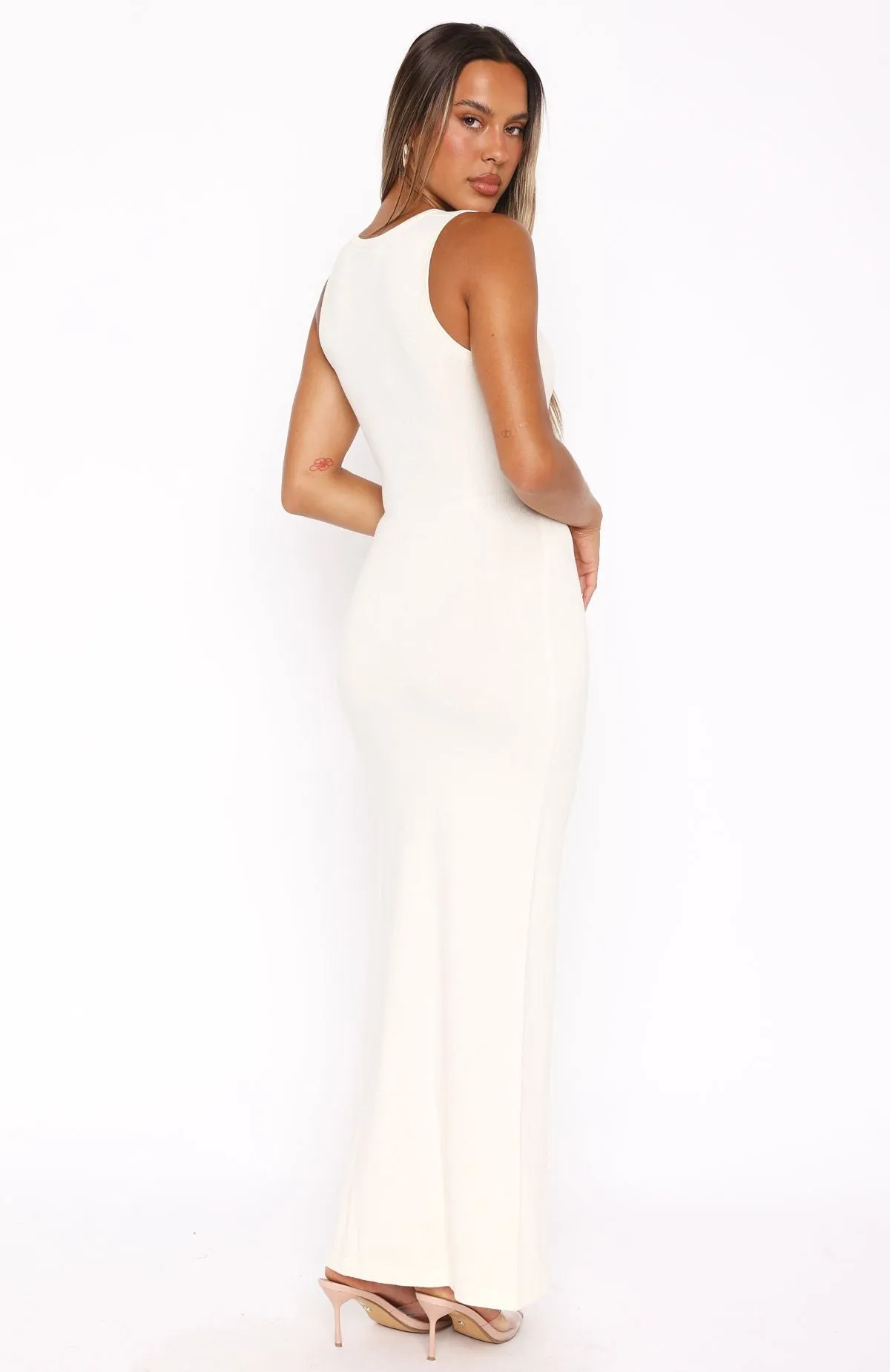 Wrinkle Effect She's Back Maxi Dress Off White