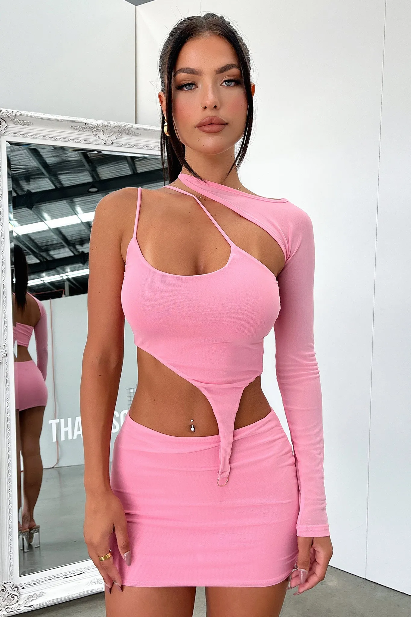 Xia Mini Skirt - Pink Street Fashion