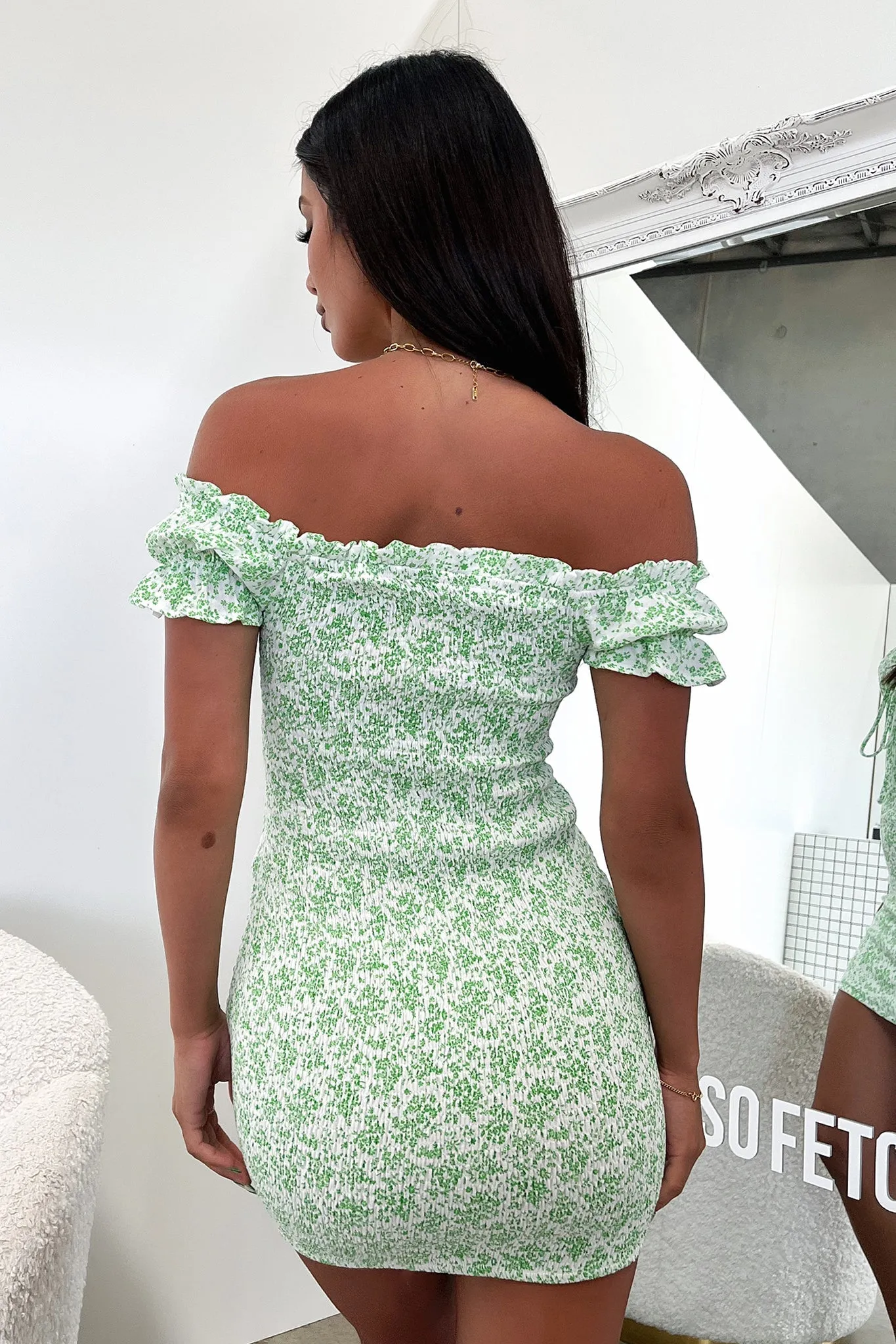 Yellow Sunshine Maisie Dress - Green Floral