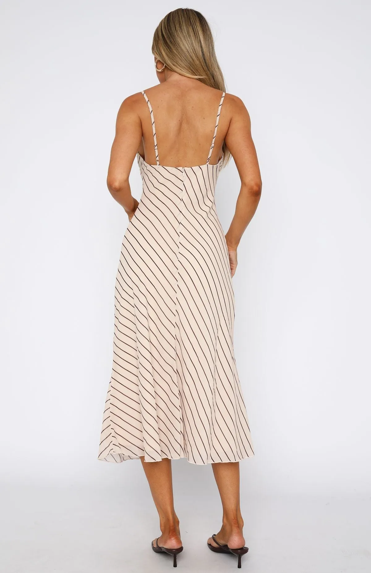 You Love Me Midi Dress Oat/Choc Stripe Breathable mesh