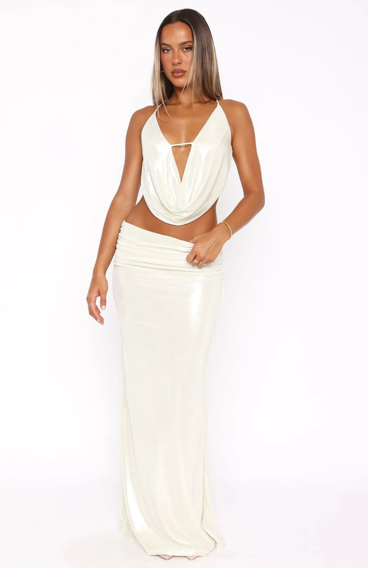 You're So Heartless Maxi Skirt Pearl Tassel Embellishment