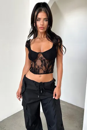 Zanna Crop - Black Evening Event