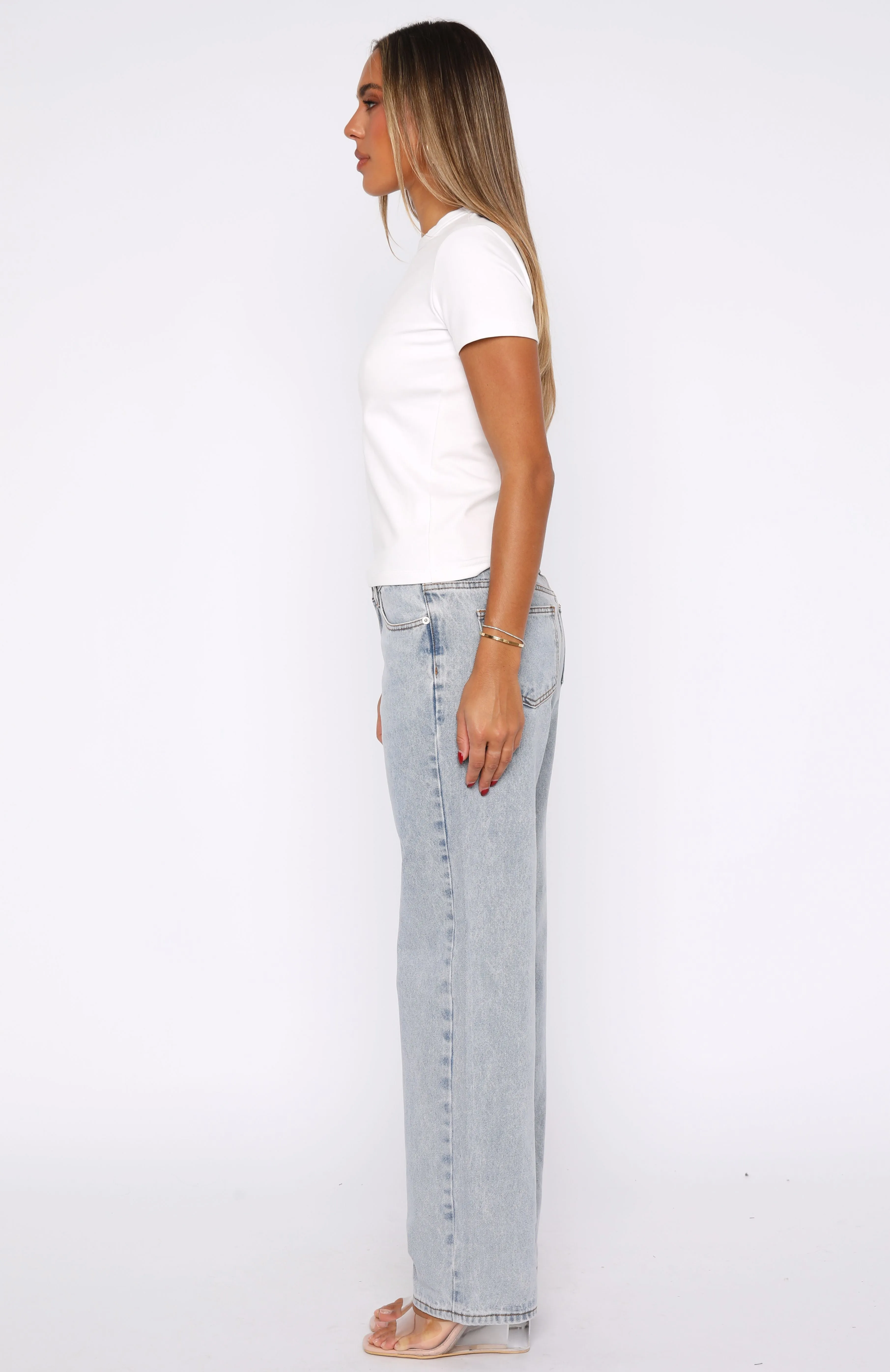 Zara Low Rise Straight Leg Jeans Light Blue Street Fashion