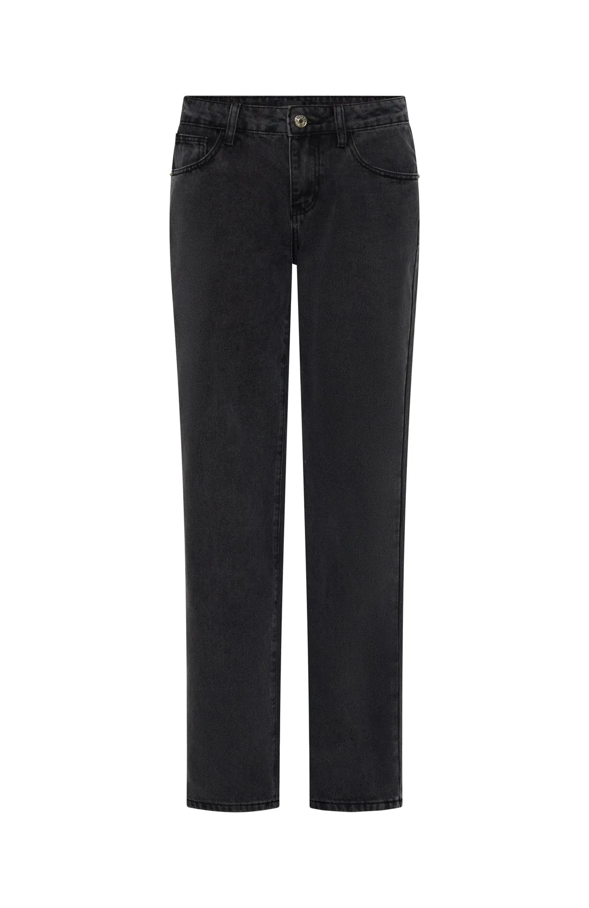 Zara Mid Rise Straight Leg Jeans Black Acid Denim Durable