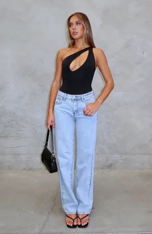 Distressed finish Zara Mid Rise Straight Leg Jeans Light Blue