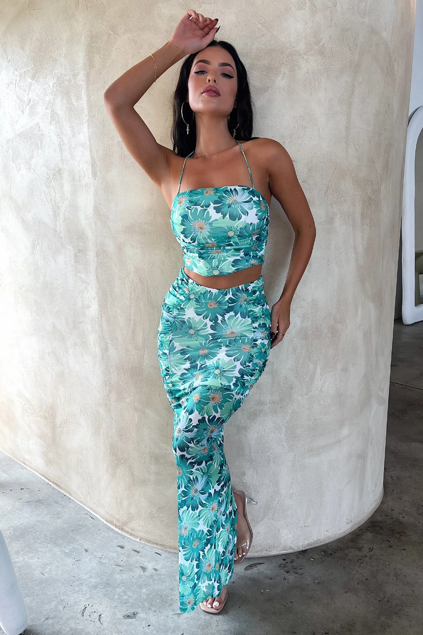 Ultra Comfort Zari Skirt - Green Floral