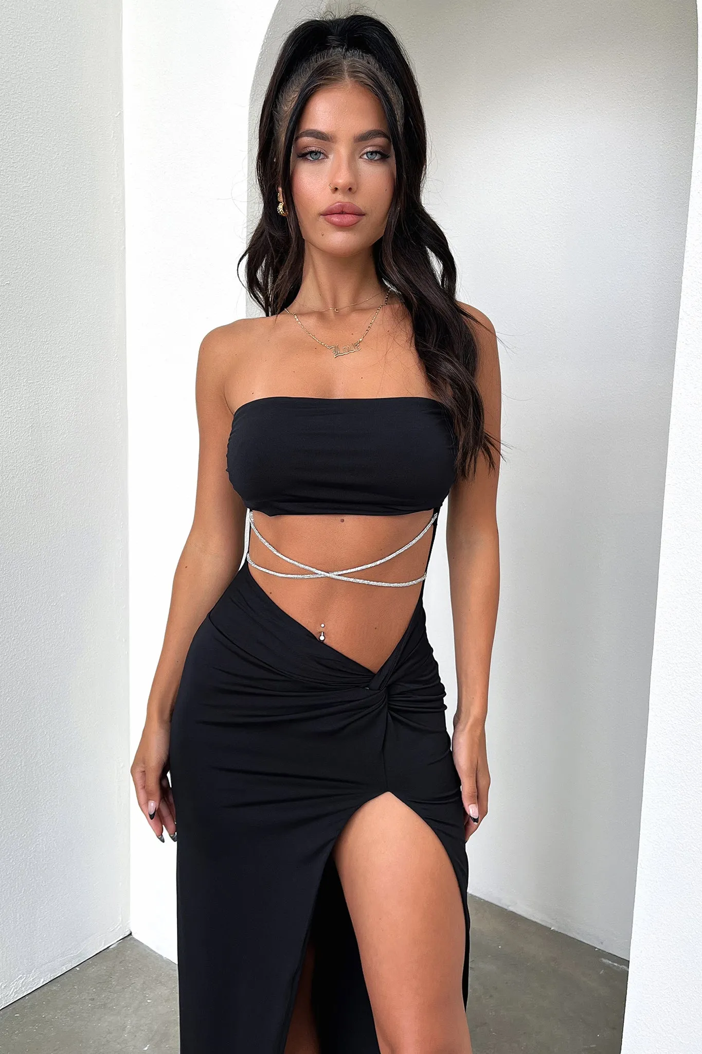 Zeilie Midi Dress - Black Single Breasted