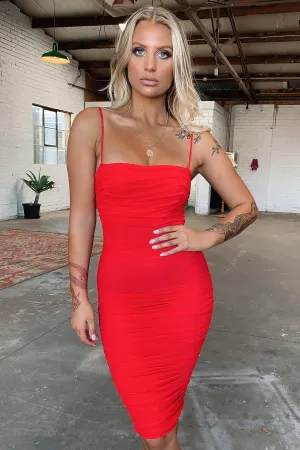 Zena Mesh Midi Dress - Red Minimal Chic Soft and breathable dress