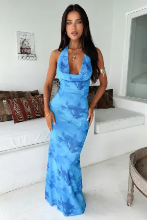 Marble Step Lainey Maxi Dress - Blue Floral
