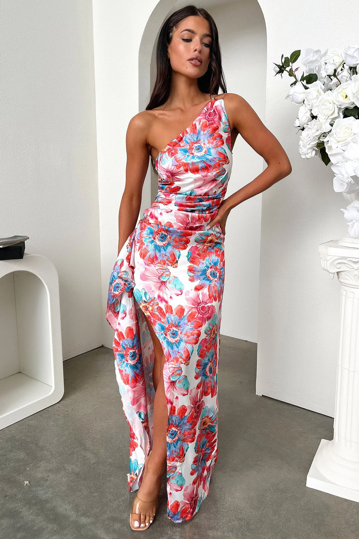 Zip Front Elianna Maxi Dress - Pink Floral