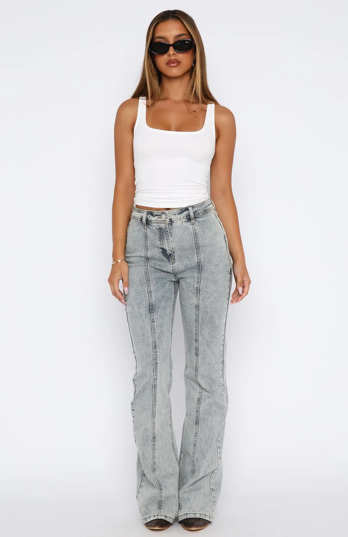 Zoe High Rise Bootleg Jeans Light Blue Acid Loose Breathable